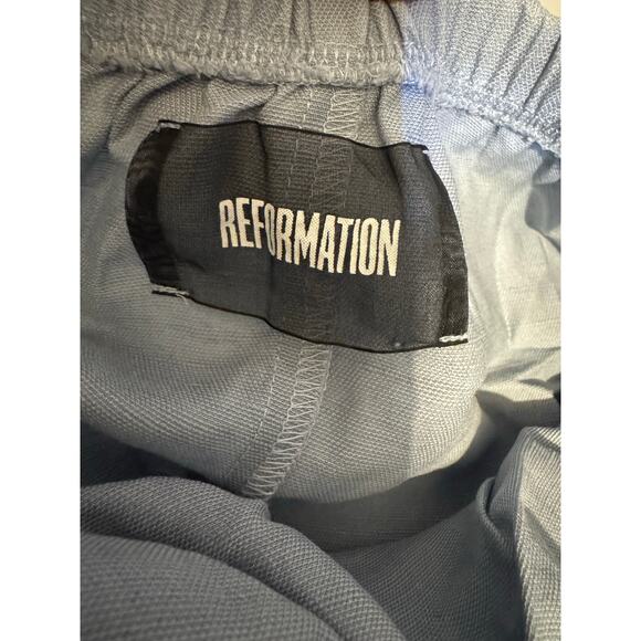 Reformation A-line Off Shoulder Chambray Linen Blend Mini Dress Romantic Sz XS - Picture 11 of 12